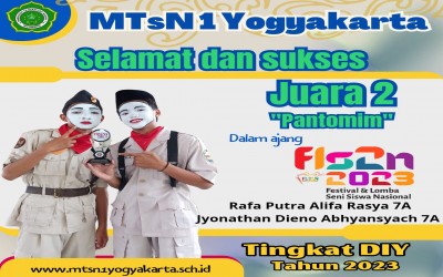 MTsN 1 Yogyakarta Juara 2 Lomba Pantomim FLSN tingkat Provinsi DI Yogyakarta tahun 2023