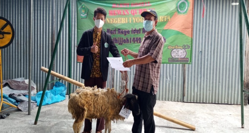 Pengurus OSIS MTsN 1 Yogyakarta Serahkan Baksos Hewan Qurban