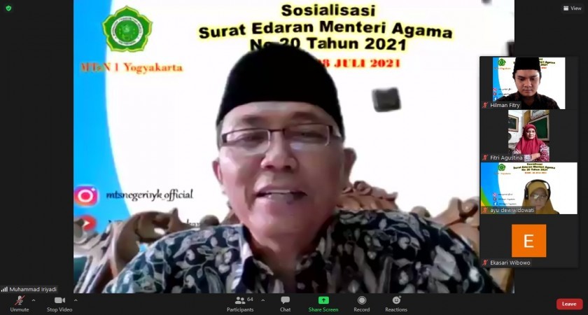 Kepala MTsN 1 Yogyakarata Gelar Sosialisasi SE Menag No 20 Tahun 2021